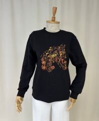 Siyah Nakışlı HRMS Sweatshirt