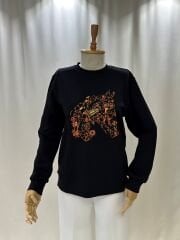 Siyah Nakışlı HRMS Sweatshirt