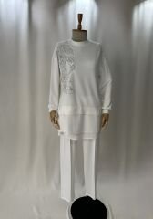 Beyaz Lüks Spor Şık İkili Takım