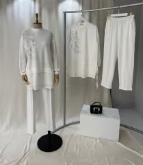 Beyaz Lüks Spor Şık İkili Takım