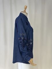 Denim Tonu Isilti Tensel Gomlek