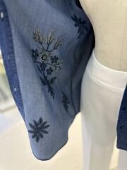 Denim Tonu Isilti Tensel Gomlek