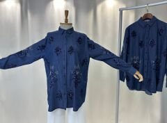 Denim Tonu Isilti Tensel Gomlek