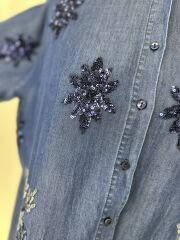 Denim Tonu Isilti Tensel Gomlek