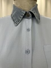 Denim Bloklu Pamuklu Gomlek Tunik