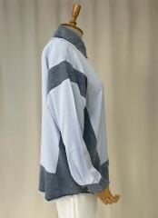 Denim Bloklu Pamuklu Gömlek Tunik