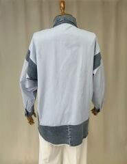 Denim Bloklu Pamuklu Gömlek Tunik