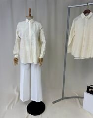 Dogal Dokulu Nakis Islemeli Keten Gomlek