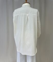 Dogal Dokulu Nakis Islemeli Keten Gomlek