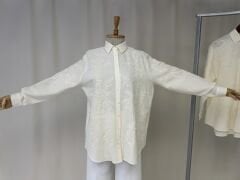 Doğal Dokulu Nakış İşlemeli Keten Gömlek – Ekru