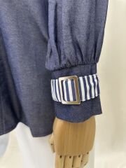 Cizgi Detayli Pamuklu Oversize Gomlek