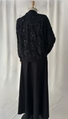 3D Çiçek Detaylı Şık İkili Takım – Siyah