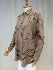 Nakış ve Payet Detaylı Doğal Dokulu Keten Tunik