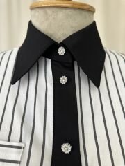 Siyah Beyaz Cizgi Desenli Premium Duruslu Gomlek