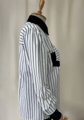 Siyah Beyaz Çizgi Desenli Premium Duruşlu Gömlek