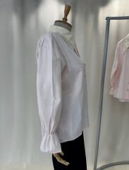 Ekru Cift Yaka Detayli Isiltili Tasli Gomlek