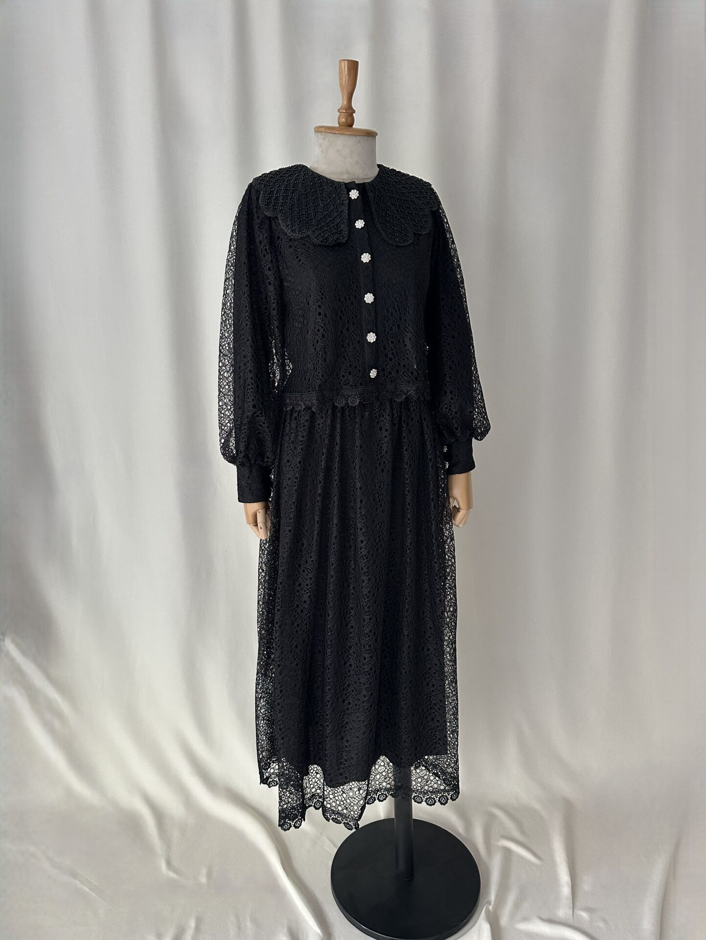 Dantel Detaylı Astarlı Balon Kol İkili Takım