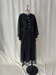 Dantel Detaylı Astarlı Balon Kol İkili Takım