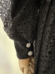 Dantel Detaylı Astarlı Balon Kol İkili Takım