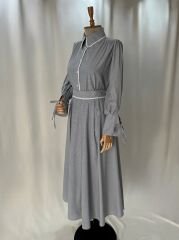 İnce Soft Çizgili Gömlek & Uzun Etek Takım